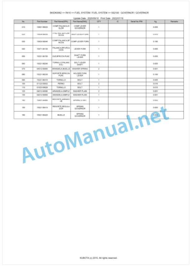 Kubota R410 Parts Manual PDF BKIDK0062 2 Kubota R410 Parts Manual PDF BKIDK0062-2