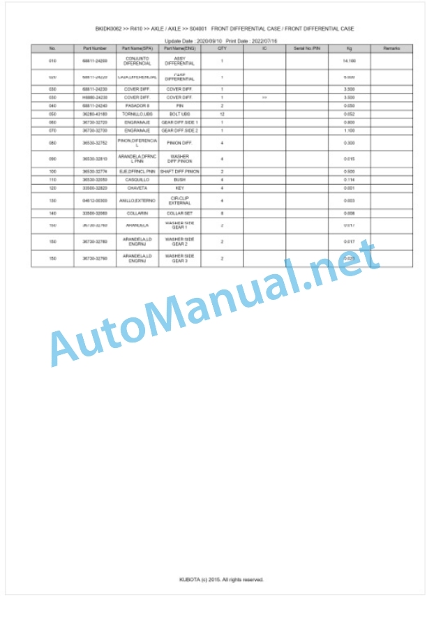 Kubota R410 Parts Manual PDF BKIDK0062 3 Kubota R410 Parts Manual PDF BKIDK0062-3