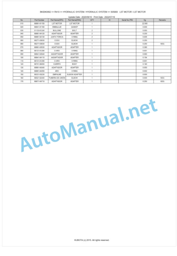 Kubota R410 Parts Manual PDF BKIDK0062 4 Kubota R410 Parts Manual PDF BKIDK0062-4