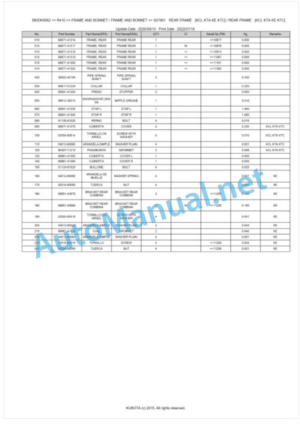 Kubota R410 Parts Manual PDF BKIDK0062 5 Kubota R410 Parts Manual PDF BKIDK0062-5