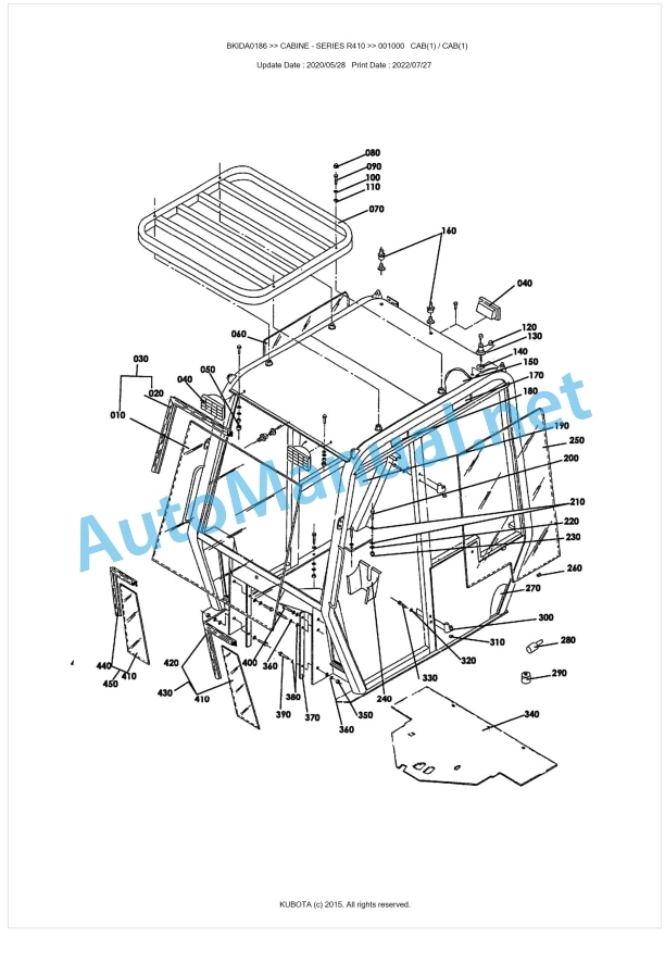 Kubota R410 Series CABINE Parts Manual PDF BKIDA0186 1 Kubota R410 Series CABINE Parts Manual PDF BKIDA0186