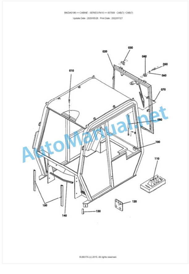 Kubota R410 Series CABINE Parts Manual PDF BKIDA0186 5 Kubota R410 Series CABINE Parts Manual PDF BKIDA0186-5
