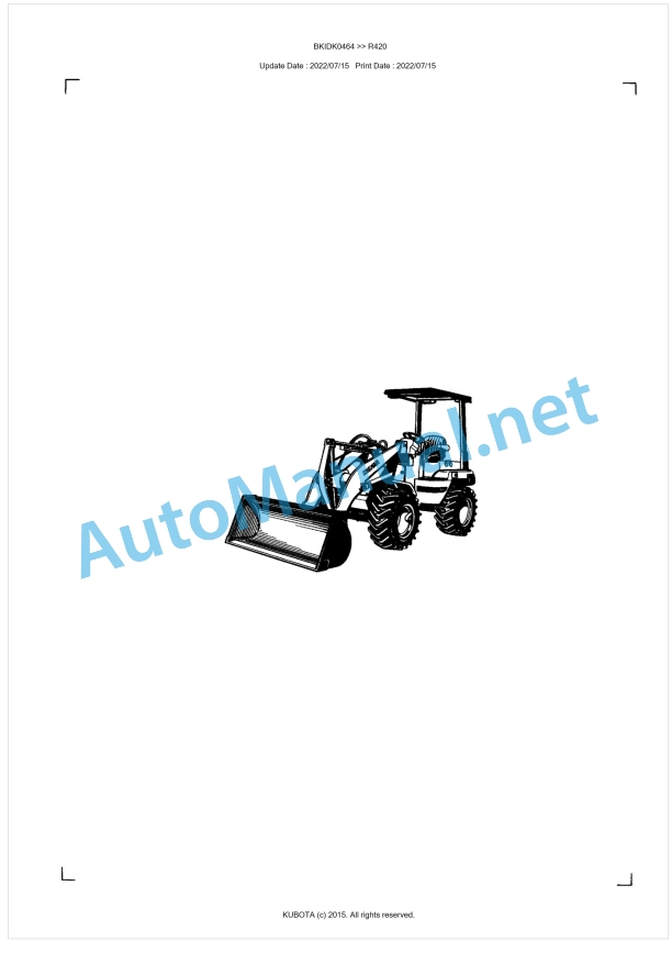 Kubota R420 Parts Manual PDF BKIDK0464 1 Kubota R420 Parts Manual PDF BKIDK0464
