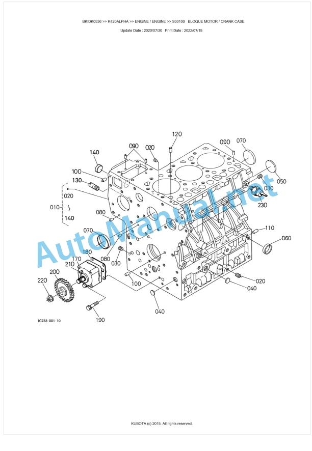 Kubota R420ALPHA Parts Manual PDF BKIDK0536 1 Kubota R420ALPHA Parts Manual PDF BKIDK0536
