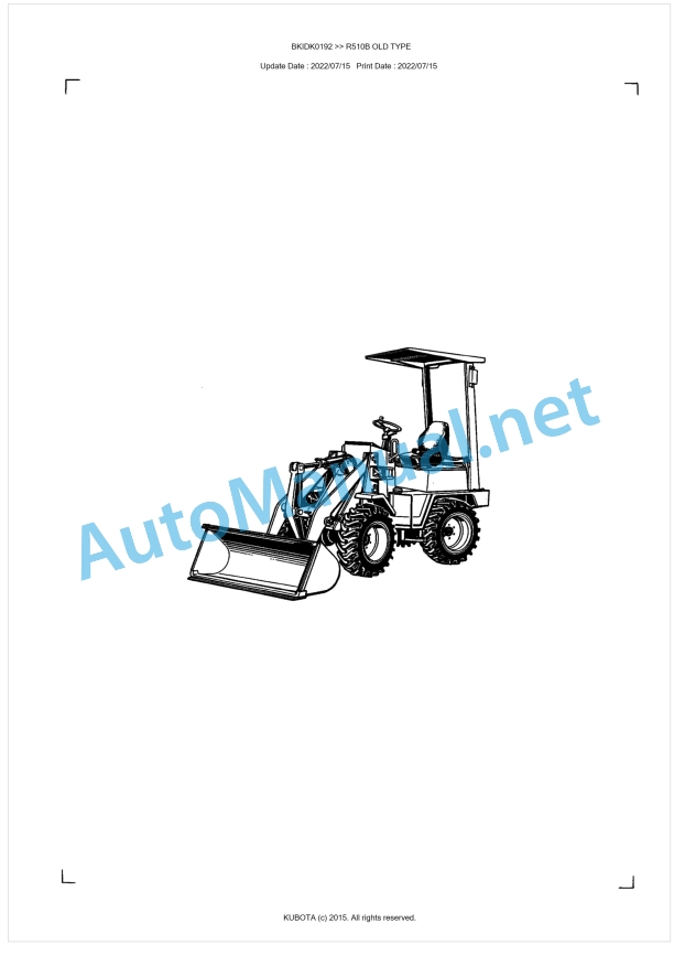 Kubota R510B OLD TYPE Parts Manual PDF BKIDK0192 1 Kubota R510B OLD TYPE Parts Manual PDF BKIDK0192