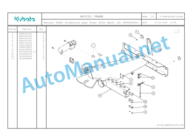Kubota RA1032 Parts Manual PDF 4 Kubota RA1032 Parts Manual PDF-4