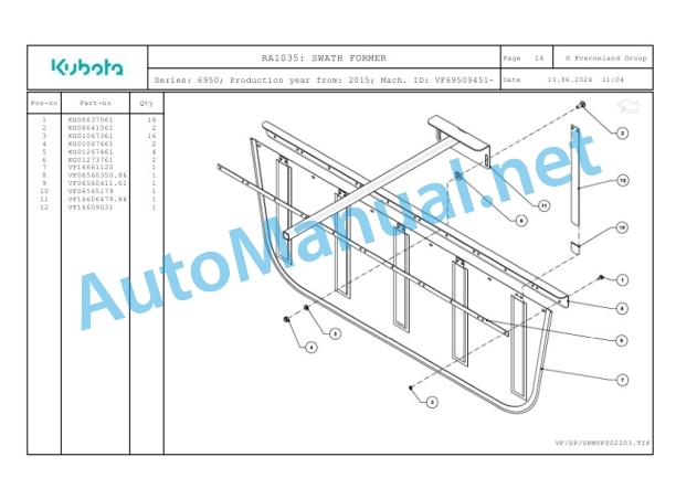 Kubota RA1035 Parts Manual PDF 4 Kubota RA1035 Parts Manual PDF-4