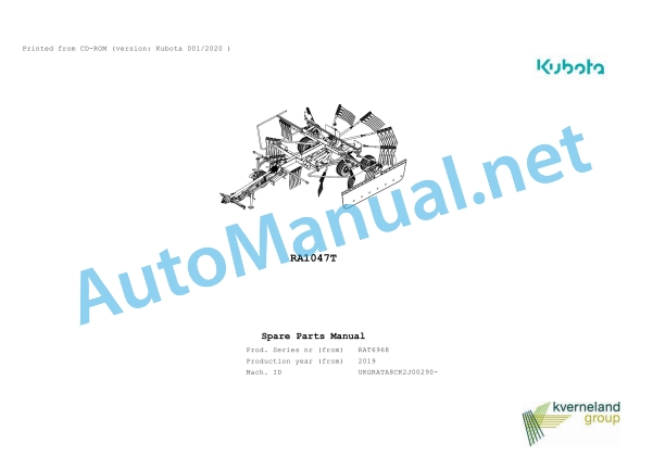 Kubota RA1047T Parts Manual PDF 1 Kubota RA1047T Parts Manual PDF