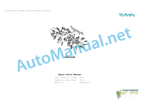 Kubota RA2064M Parts Manual PDF 1 Kubota RA2064M Parts Manual PDF