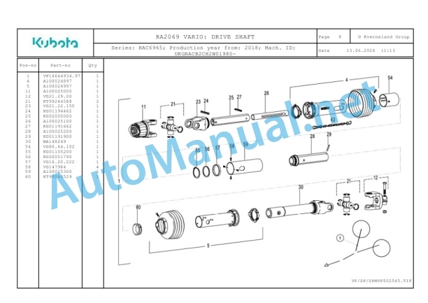 Kubota RA2069 VARIO Parts Manual PDF 2 Kubota RA2069 VARIO Parts Manual PDF-2