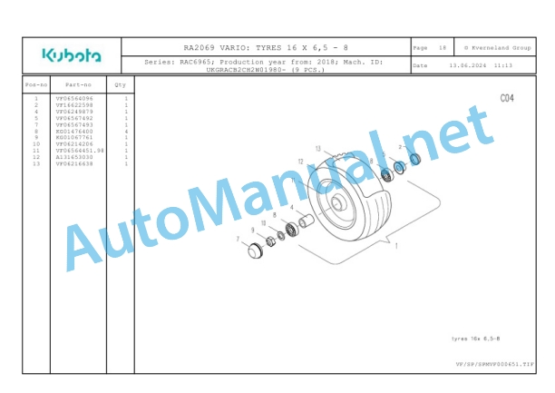 Kubota RA2069 VARIO Parts Manual PDF 3 Kubota RA2069 VARIO Parts Manual PDF-3