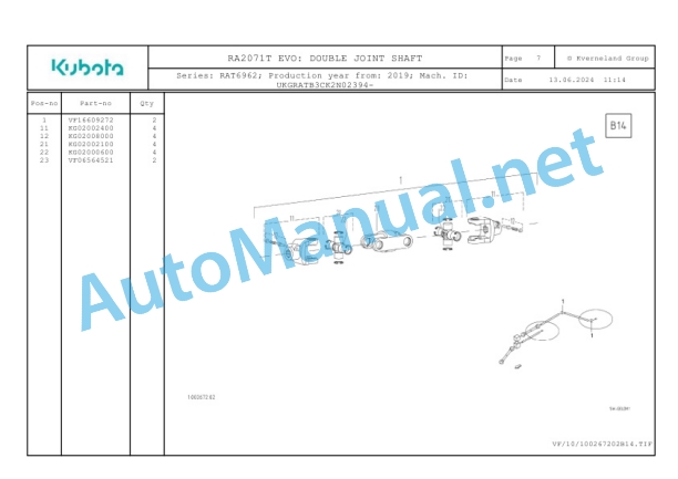 Kubota RA2071T EVO Parts Manual PDF 2 Kubota RA2071T EVO Parts Manual PDF-2