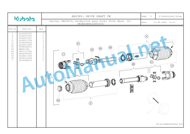 Kubota RA2580 Parts Manual PDF 2 Kubota RA2580 Parts Manual PDF-2