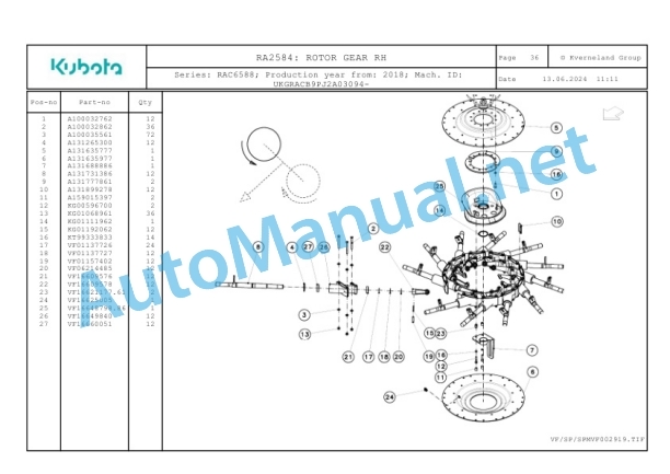 Kubota RA2584 Parts Manual PDF 5 Kubota RA2584 Parts Manual PDF-5