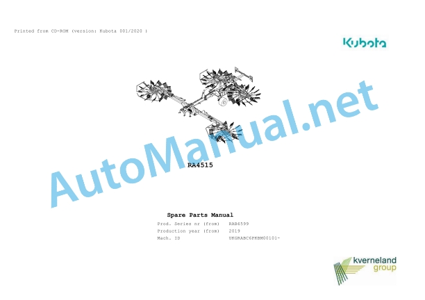 Kubota RA4515 Parts Manual PDF 1 Kubota RA4515 Parts Manual PDF