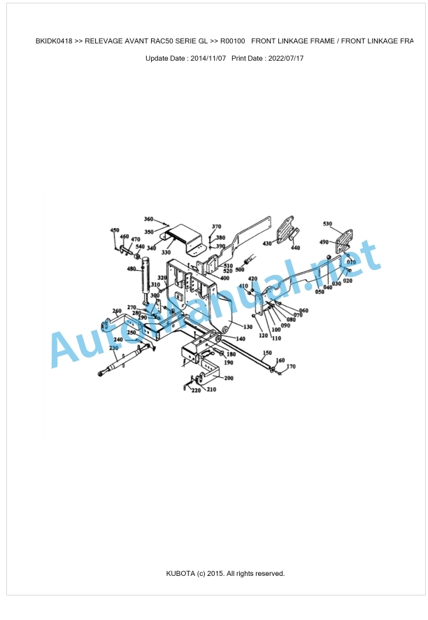 Kubota RAC50 Series GL Relevage Avant Parts Manual PDF BKIDK0418 1 Kubota RAC50 Series GL Relevage Avant Parts Manual PDF BKIDK0418