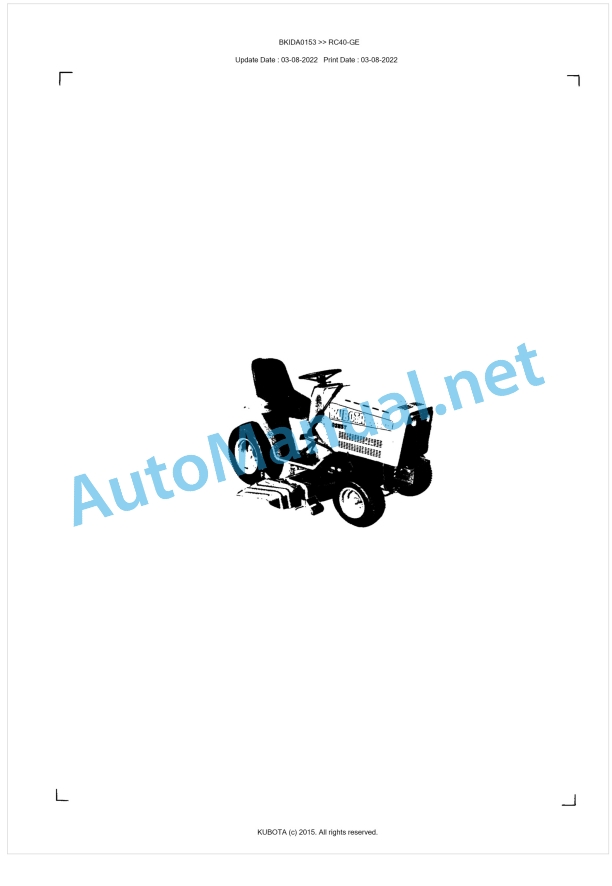 Kubota RC40-GE Parts Manual PDF BKIDA0153 1 Kubota RC40-GE Parts Manual PDF BKIDA0153