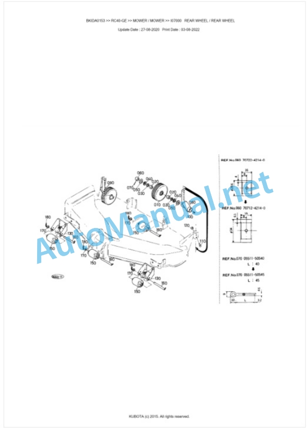 Kubota RC40-GE Parts Manual PDF BKIDA0153 4 Kubota RC40-GE Parts Manual PDF BKIDA0153-4