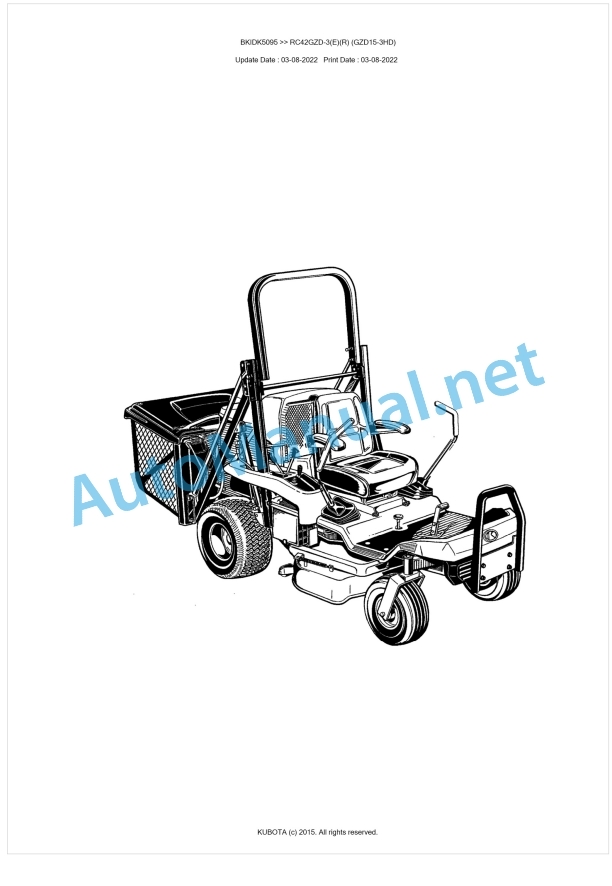 Kubota RC42GZD-3(E)(R) (GZD15-3HD) Parts Manual PDF BKIDK5095 1 Kubota RC42GZD-3(E)(R) (GZD15-3HD) Parts Manual PDF BKIDK5095