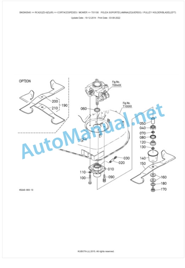 Kubota RC42GZD-II(E)(R) Parts Manual PDF BKIDK0545 2 Kubota RC42GZD-II(E)(R) Parts Manual PDF BKIDK0545-2