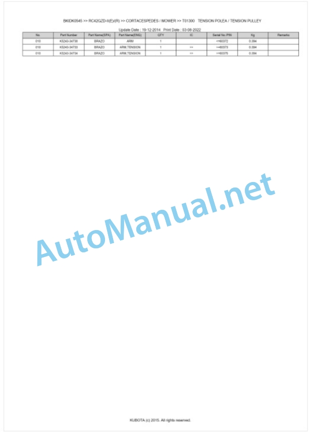 Kubota RC42GZD-II(E)(R) Parts Manual PDF BKIDK0545 4 Kubota RC42GZD-II(E)(R) Parts Manual PDF BKIDK0545-4