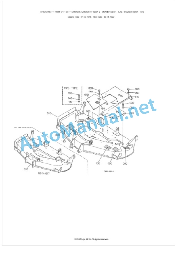 Kubota RC44-G17(-S) Parts Manual PDF BKIDA0107 3 Kubota RC44-G17(-S) Parts Manual PDF BKIDA0107-3