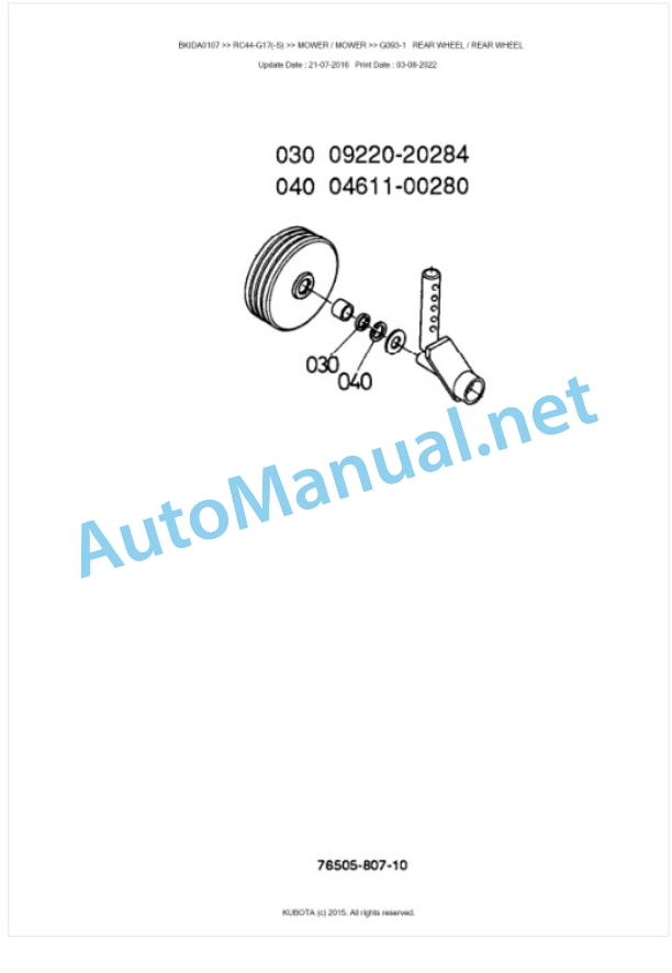 Kubota RC44-G17(-S) Parts Manual PDF BKIDA0107 4 Kubota RC44-G17(-S) Parts Manual PDF BKIDA0107-4