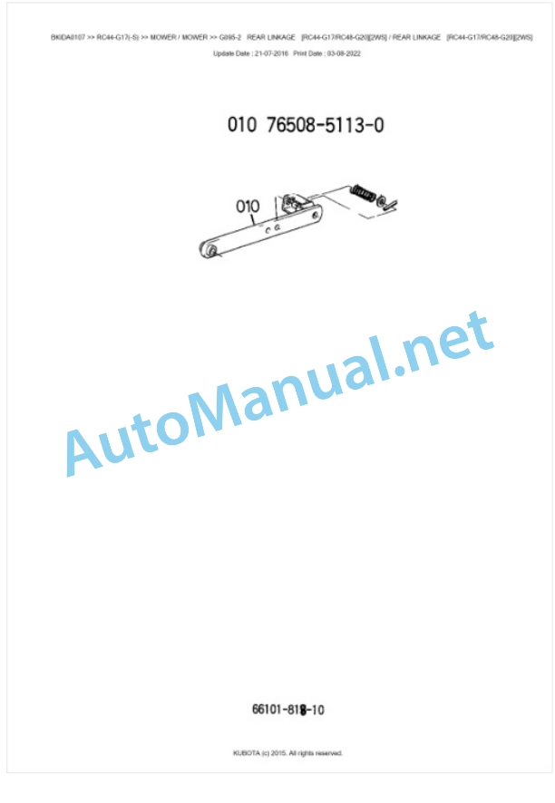 Kubota RC44-G17(-S) Parts Manual PDF BKIDA0107 5 Kubota RC44-G17(-S) Parts Manual PDF BKIDA0107-5
