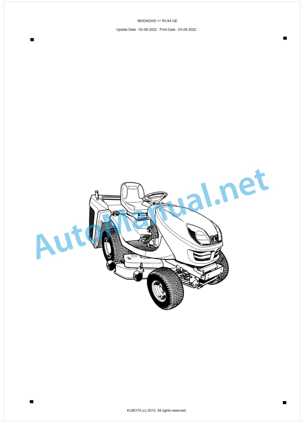 Kubota RC44-GE Parts Manual PDF BKIDA0300 1 Kubota RC44-GE Parts Manual PDF BKIDA0300
