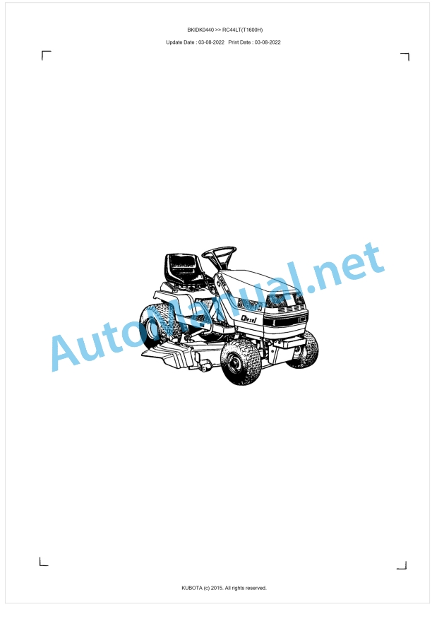 Kubota RC44LT(T1600H) Parts Manual PDF BKIDK0440 1 Kubota RC44LT(T1600H) Parts Manual PDF BKIDK0440