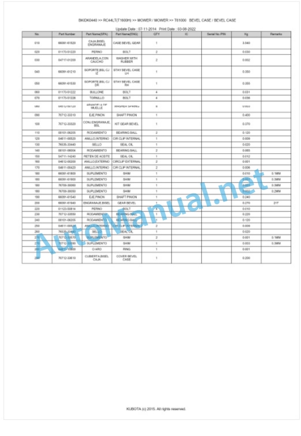 Kubota RC44LT(T1600H) Parts Manual PDF BKIDK0440 2 Kubota RC44LT(T1600H) Parts Manual PDF BKIDK0440-2
