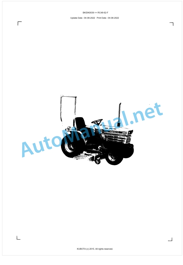 Kubota RC48-62-F Parts Manual PDF BKIDK0039 1 Kubota RC48-62-F Parts Manual PDF BKIDK0039
