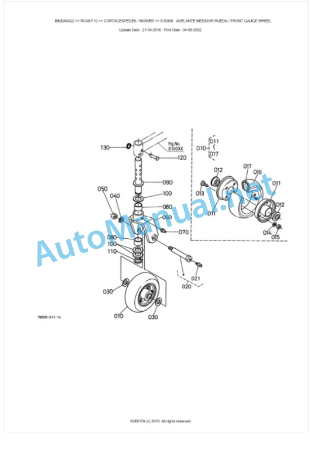 Kubota RC48-F19 Parts Manual PDF BKIDA0422 4 Kubota RC48-F19 Parts Manual PDF BKIDA0422-4