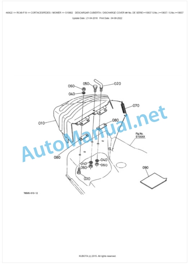 Kubota RC48-F19 Parts Manual PDF BKIDA0422 5 Kubota RC48-F19 Parts Manual PDF BKIDA0422-5