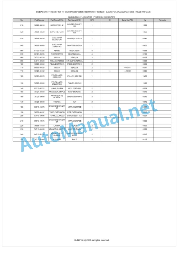 Kubota RC48-F19F Parts Manual PDF BKIDA0421 3 Kubota RC48-F19F Parts Manual PDF BKIDA0421-3