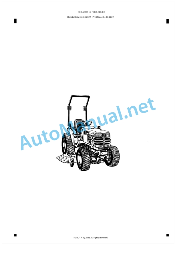 Kubota RC54-24B-EC Parts Manual PDF BKIDA0039 1 Kubota RC54-24B-EC Parts Manual PDF BKIDA0039
