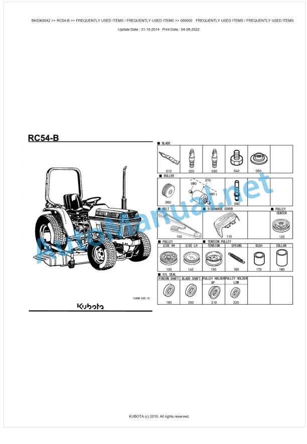Kubota RC54-B Parts Manual PDF BKIDK0042 1 Kubota RC54-B Parts Manual PDF BKIDK0042
