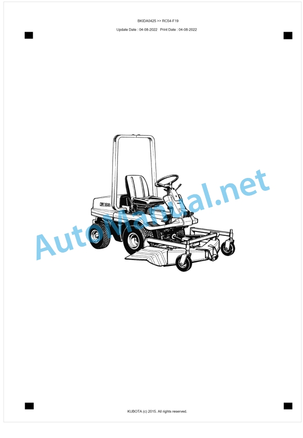 Kubota RC54-F19 Parts Manual PDF BKIDA0425 1 Kubota RC54-F19 Parts Manual PDF BKIDA0425