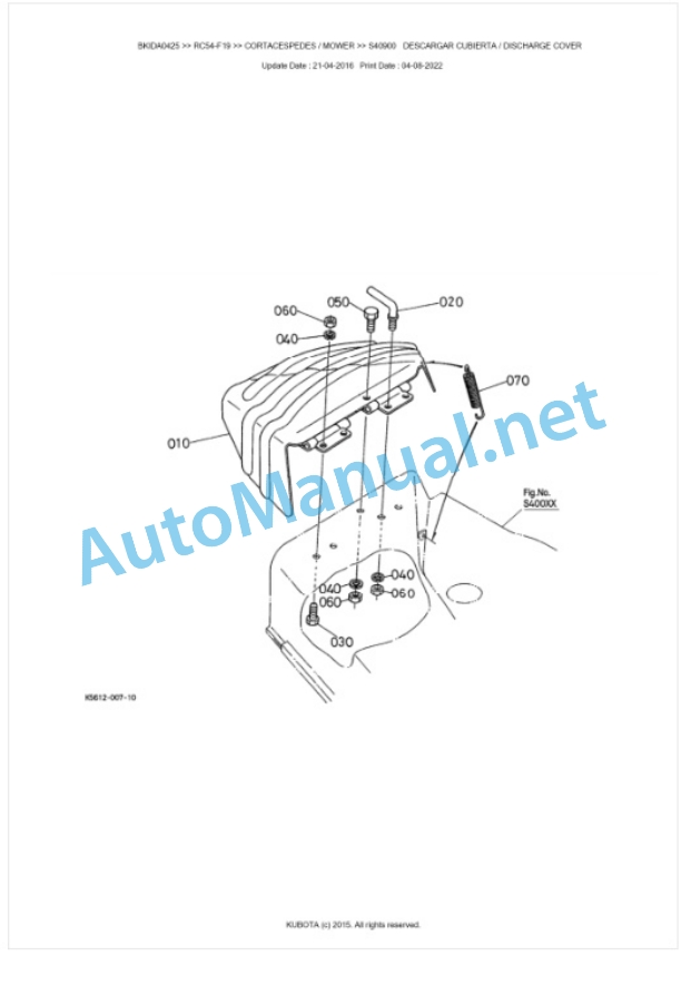 Kubota RC54-F19 Parts Manual PDF BKIDA0425 5 Kubota RC54-F19 Parts Manual PDF BKIDA0425-5
