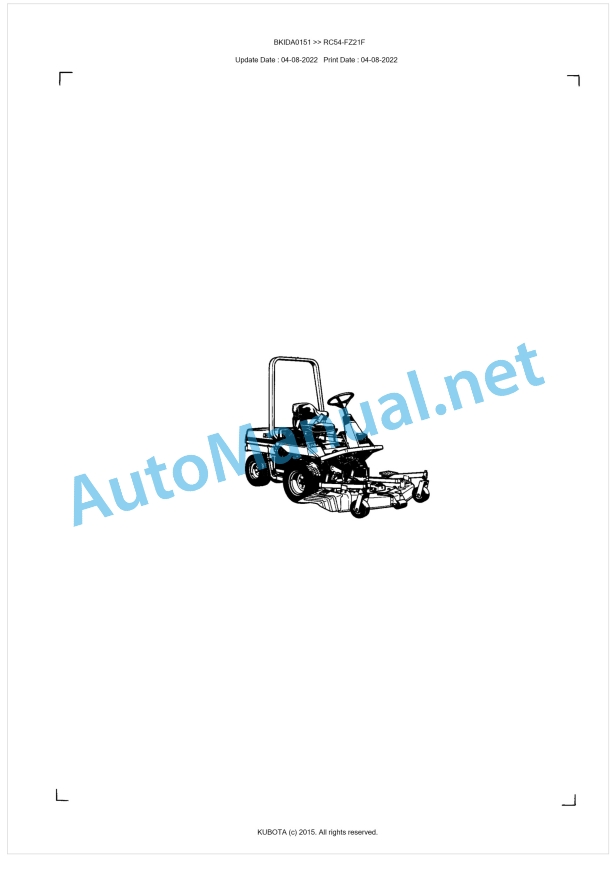 Kubota RC54-FZ21F Parts Manual PDF BKIDA0151 1 Kubota RC54-FZ21F Parts Manual PDF BKIDA0151