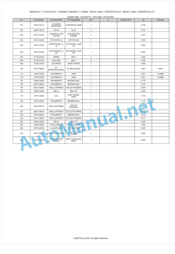 Kubota RC54-FZ21F Parts Manual PDF BKIDA0151 2 Kubota RC54-FZ21F Parts Manual PDF BKIDA0151-2