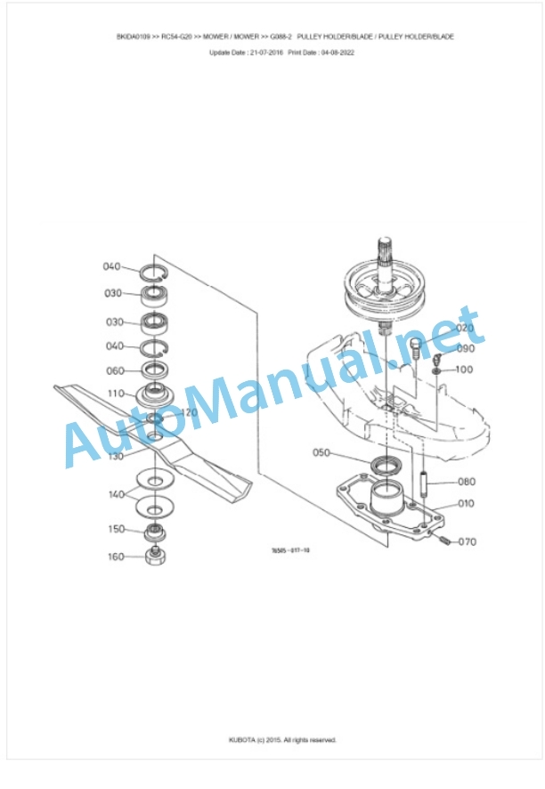 Kubota RC54-G20 Parts Manual PDF BKIDA0109 2 Kubota RC54-G20 Parts Manual PDF BKIDA0109-2