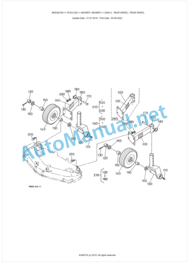 Kubota RC54-G20 Parts Manual PDF BKIDA0109 4 Kubota RC54-G20 Parts Manual PDF BKIDA0109-4
