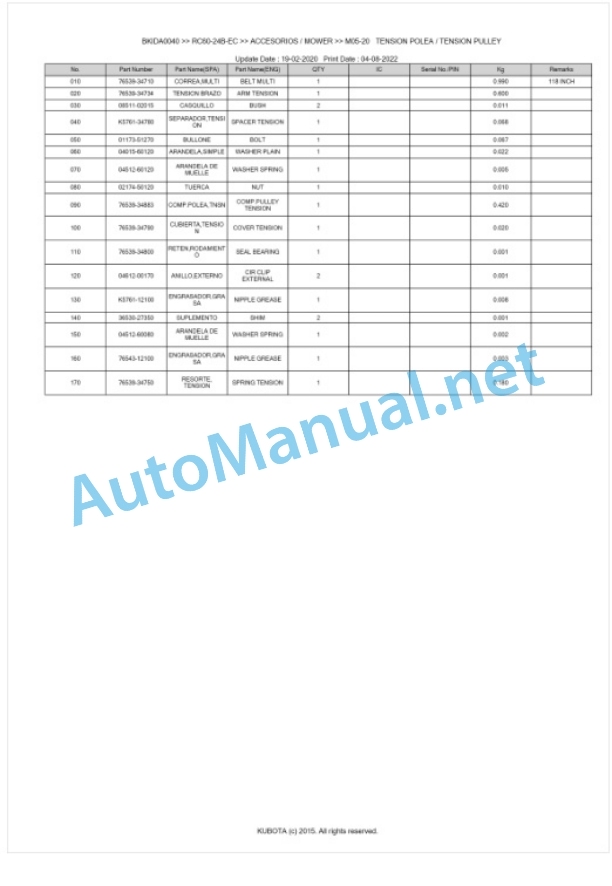 Kubota RC60-24B-EC Parts Manual PDF BKIDA0040 3 Kubota RC60-24B-EC Parts Manual PDF BKIDA0040-3