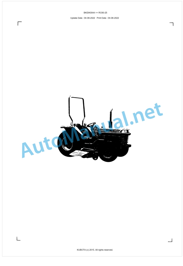 Kubota RC60-25 Parts Manual PDF BKIDK0044 1 Kubota RC60-25 Parts Manual PDF BKIDK0044