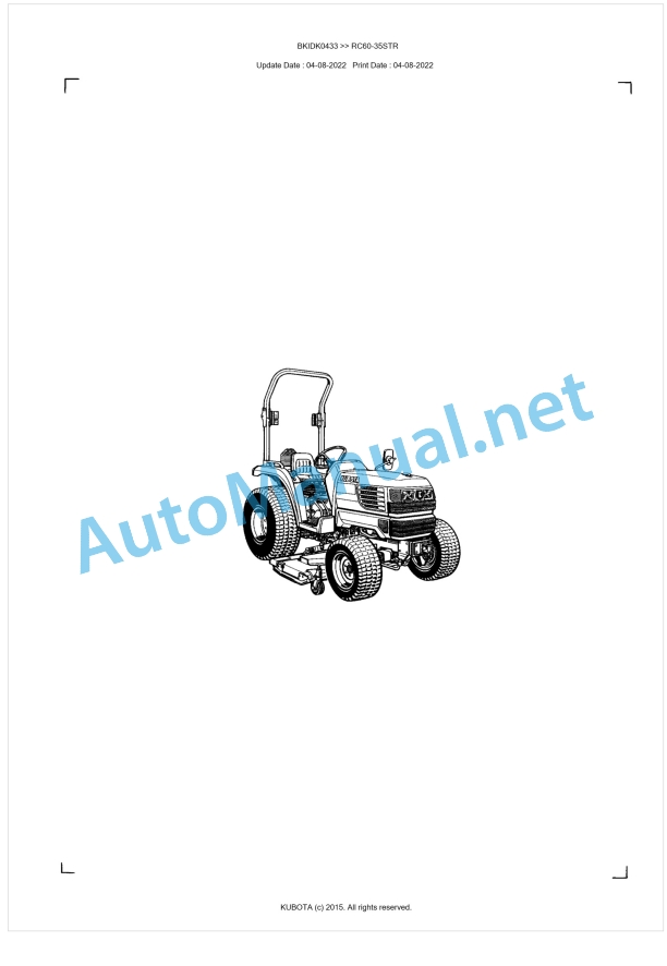 Kubota RC60-35STR Parts Manual PDF BKIDK0433 1 Kubota RC60-35STR Parts Manual PDF BKIDK0433