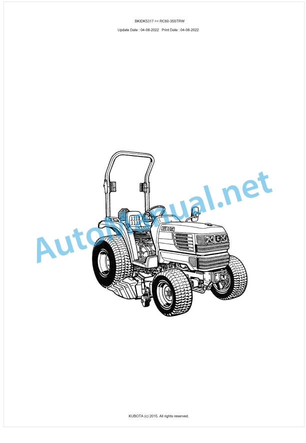 Kubota RC60-35STRW Parts Manual PDF BKIDK5317 1 Kubota RC60-35STRW Parts Manual PDF BKIDK5317