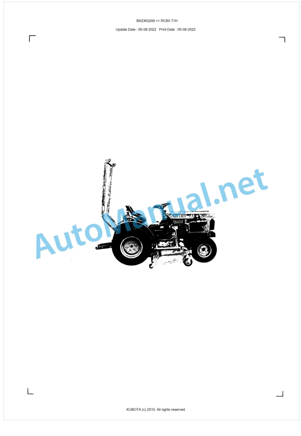 Kubota RC60-71H Parts Manual PDF BKIDK0299 1 Kubota RC60-71H Parts Manual PDF BKIDK0299