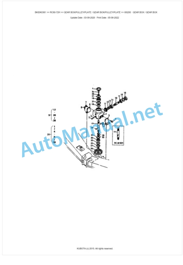 Kubota RC60-72H Parts Manual PDF BKIDK0361 2 Kubota RC60-72H Parts Manual PDF BKIDK0361-2