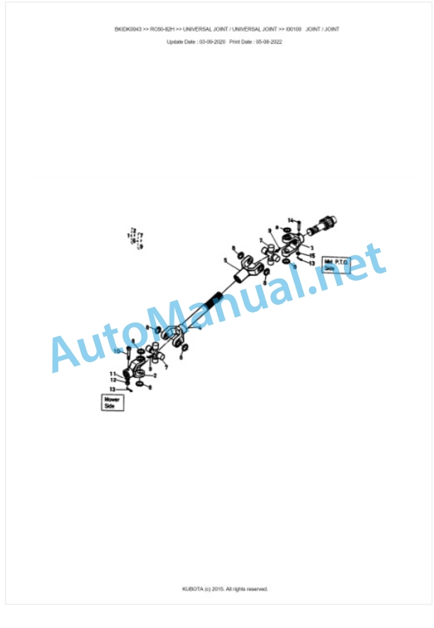 Kubota RC60-82H Parts Manual PDF BKIDK0043 2 Kubota RC60-82H Parts Manual PDF BKIDK0043-2